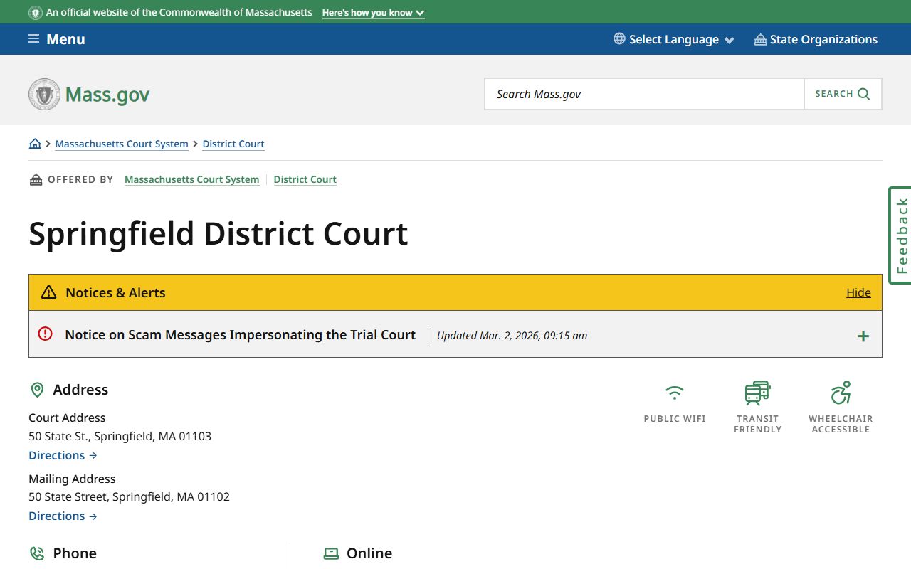 Springfield traffic ticket records - Springfield District Court