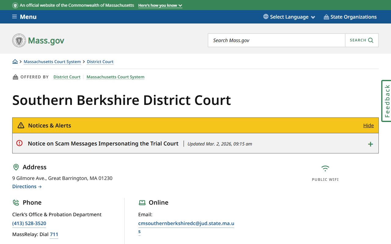 berkshire county traffic ticket records - southern berkshire district court