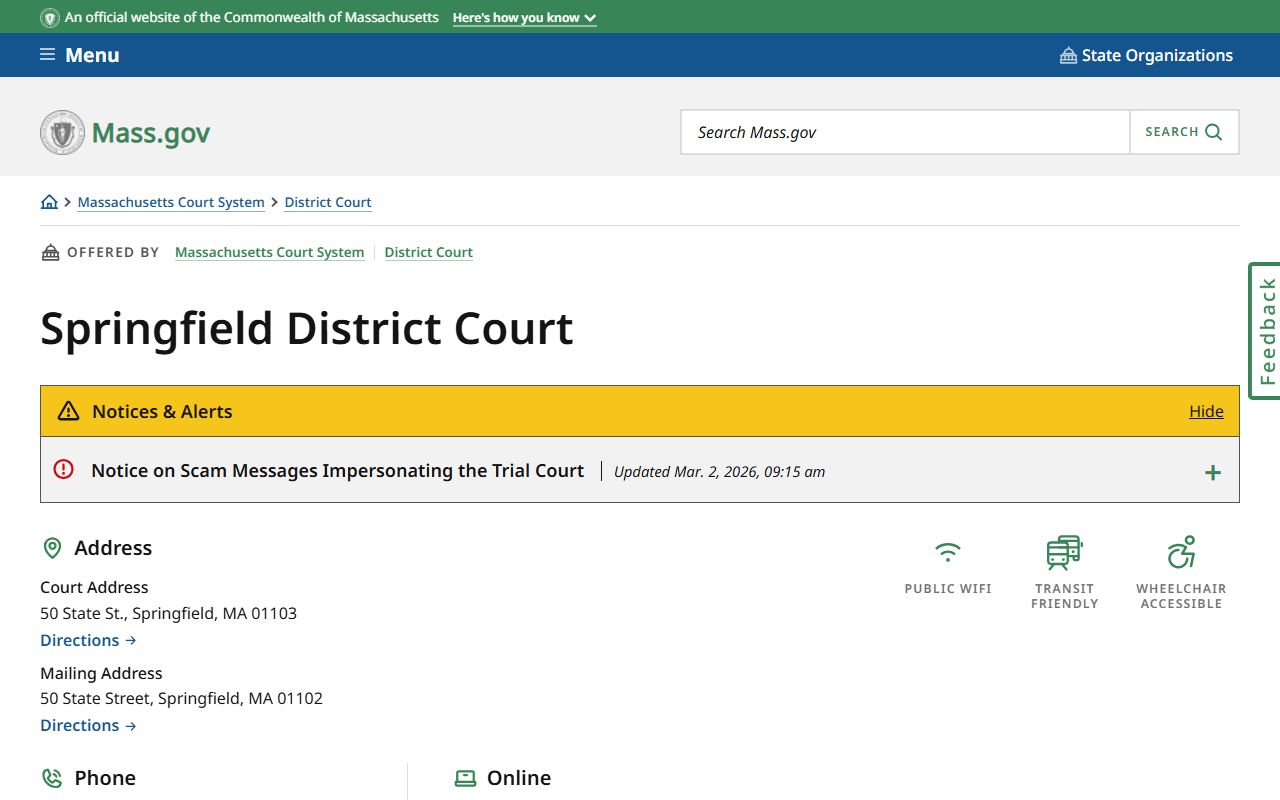 hampden county traffic ticket records - springfield district court